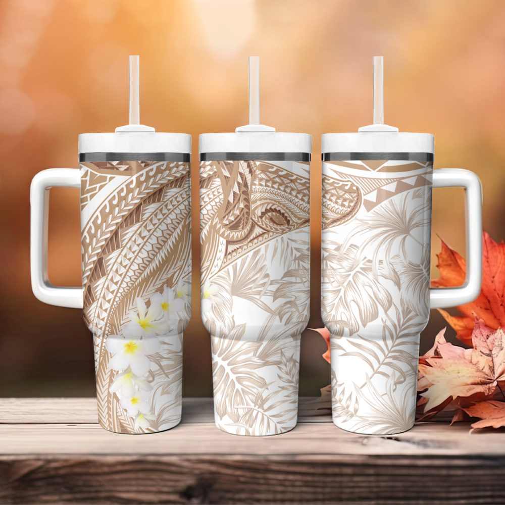 Tropical Plumeria Flowers Custom Stanley Quencher 40Oz Stainless Steel Tumbler - Image 5