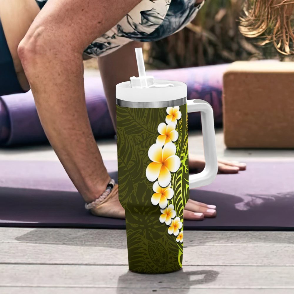 Tropical Plumeria Flowers Custom Stanley Quencher 40Oz Stainless Steel Tumbler - Image 7