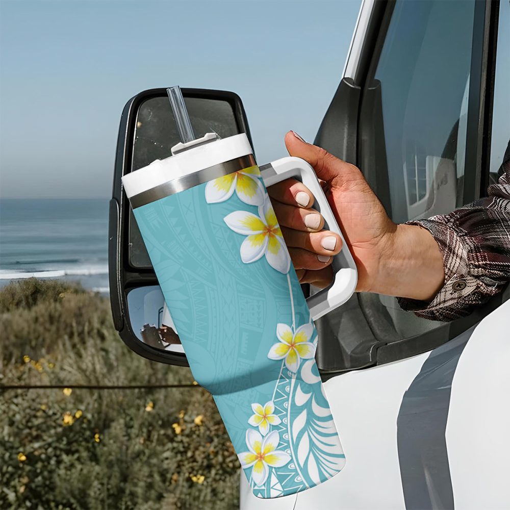 Tropical Plumeria Flowers Custom Stanley Quencher 40Oz Stainless Steel Tumbler - Image 8