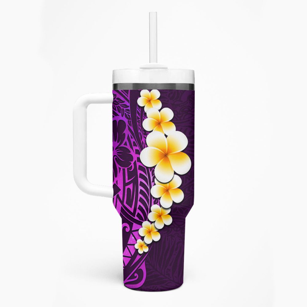 Tropical Plumeria Flowers Custom Stanley Quencher 40Oz Stainless Steel Tumbler - Image 2