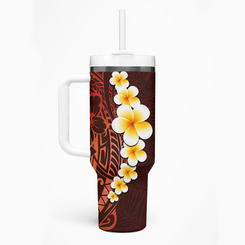 Tropical Plumeria Flowers Custom Stanley Quencher 40Oz Stainless Steel Tumbler - Image 2