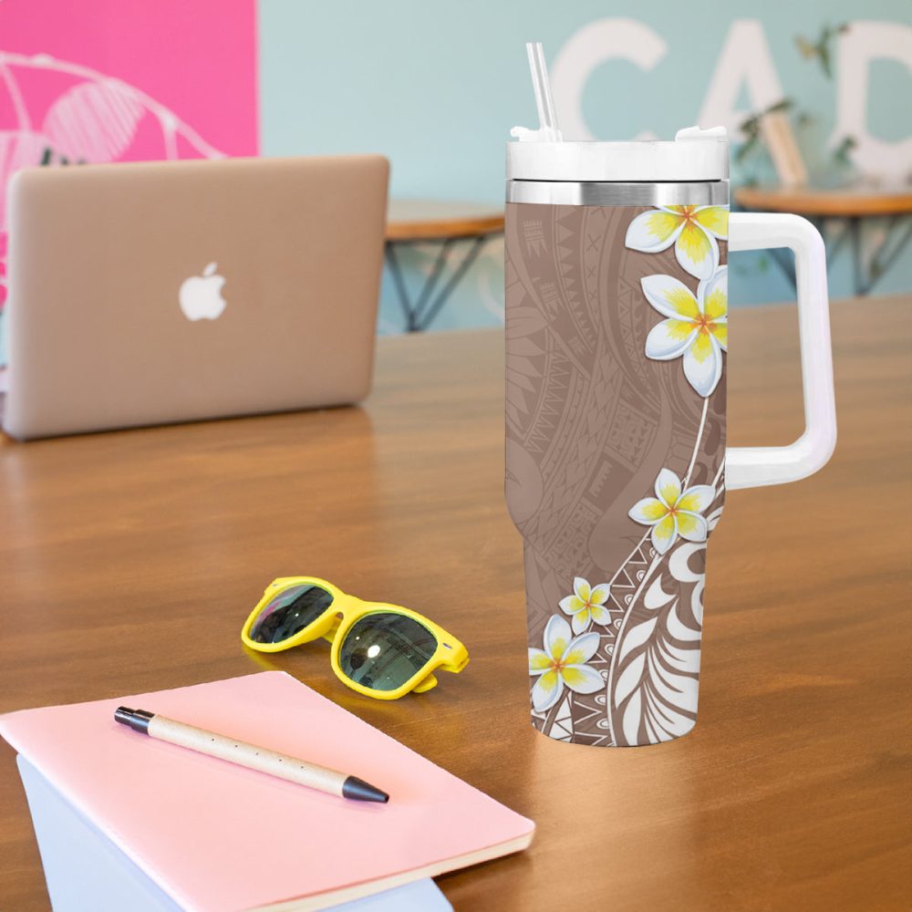 Tropical Plumeria Flowers Custom Stanley Quencher 40Oz Stainless Steel Tumbler - Image 6