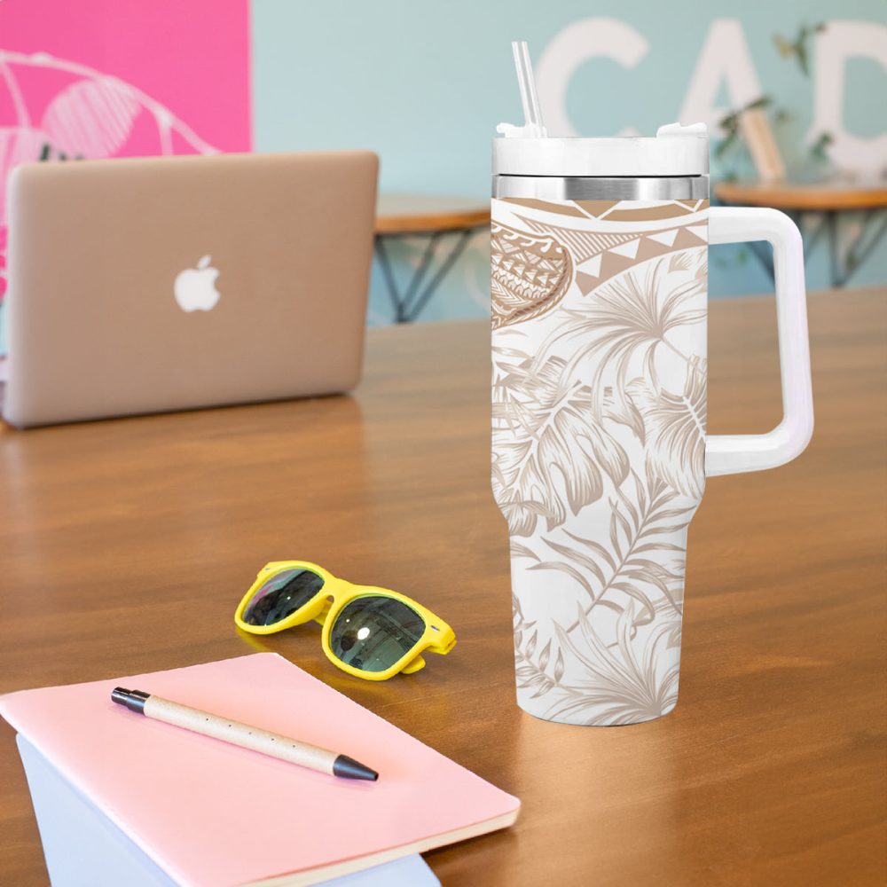 Tropical Plumeria Flowers Custom Stanley Quencher 40Oz Stainless Steel Tumbler - Image 6