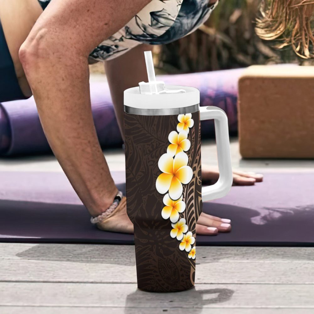 Tropical Plumeria Flowers Custom Stanley Quencher 40Oz Stainless Steel Tumbler - Image 7