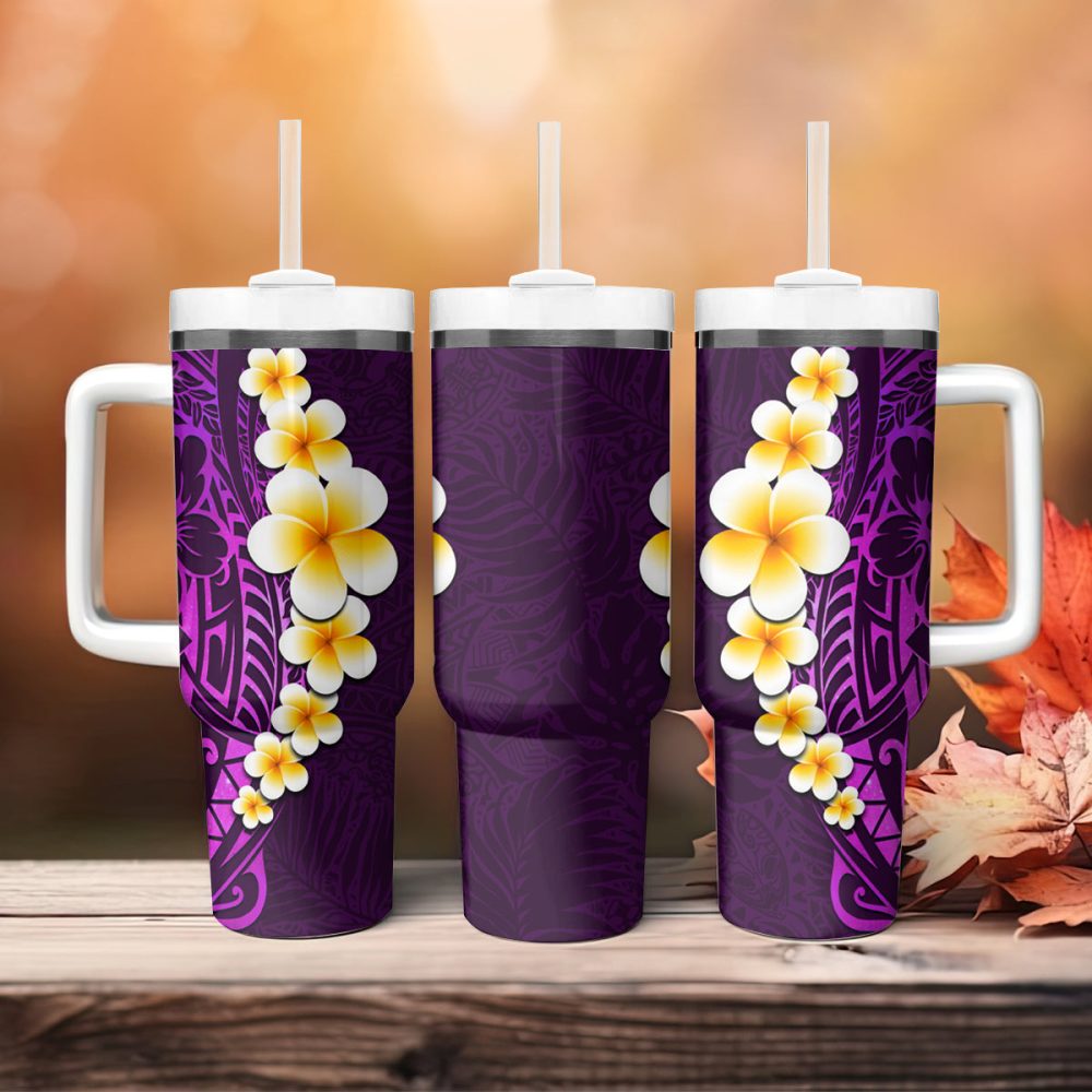 Tropical Plumeria Flowers Custom Stanley Quencher 40Oz Stainless Steel Tumbler - Image 5