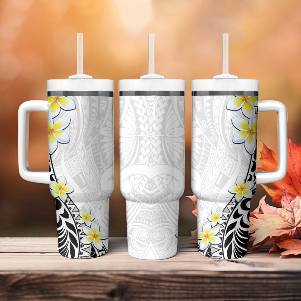 Tropical Plumeria Flowers Custom Stanley Quencher 40Oz Stainless Steel Tumbler - Image 5