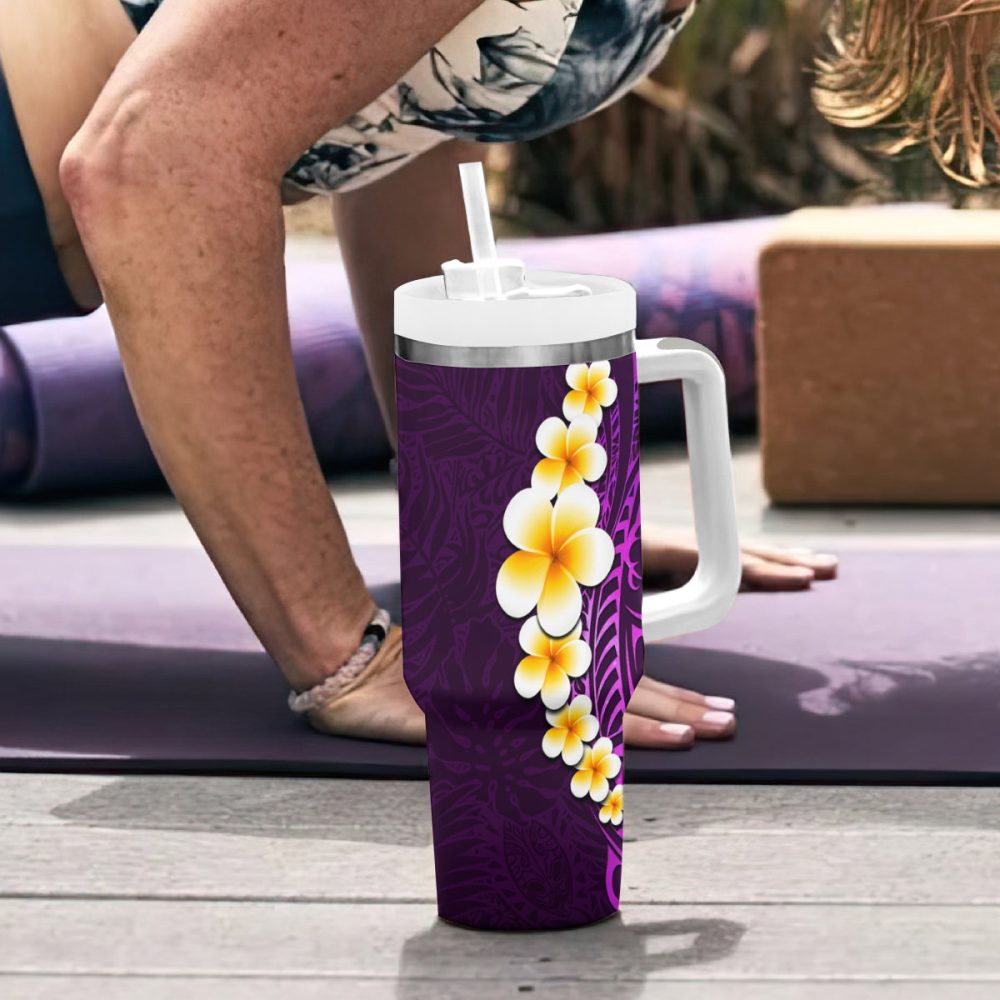 Tropical Plumeria Flowers Custom Stanley Quencher 40Oz Stainless Steel Tumbler - Image 7