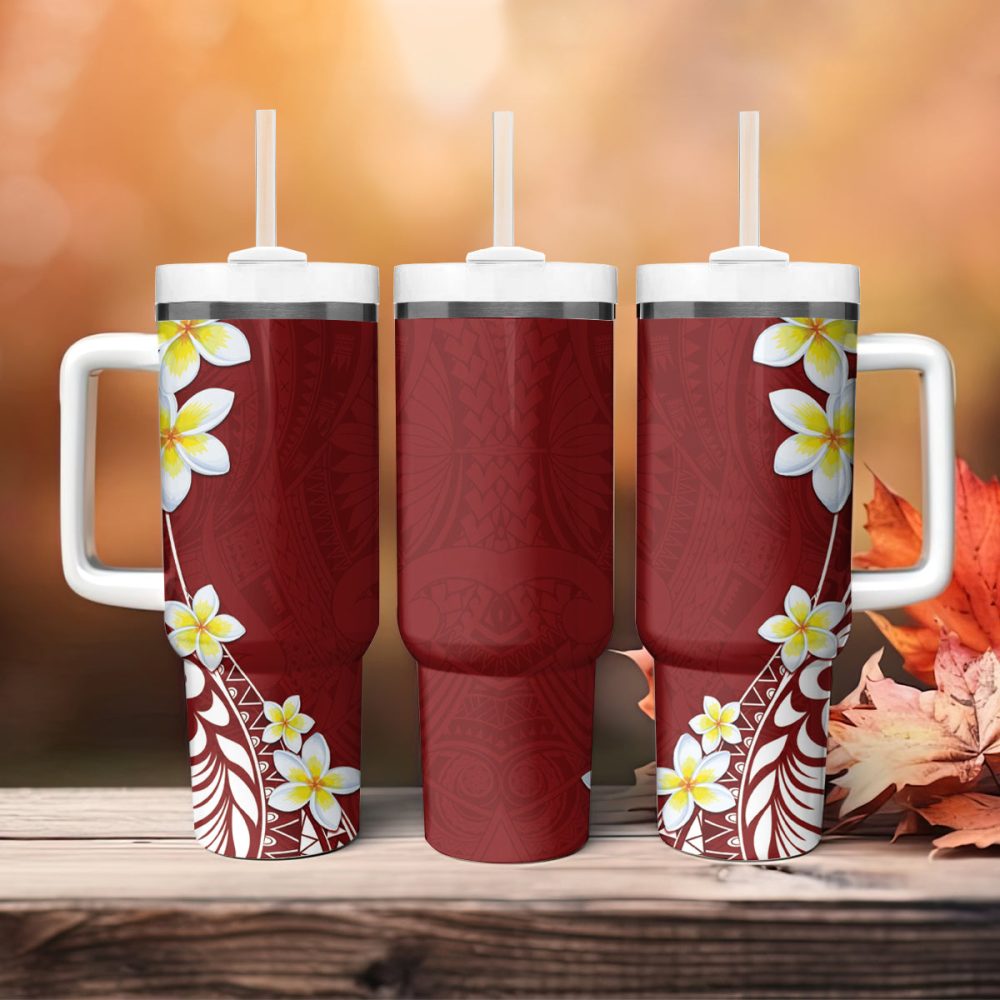 Tropical Plumeria Flowers Custom Stanley Quencher 40Oz Stainless Steel Tumbler - Image 5