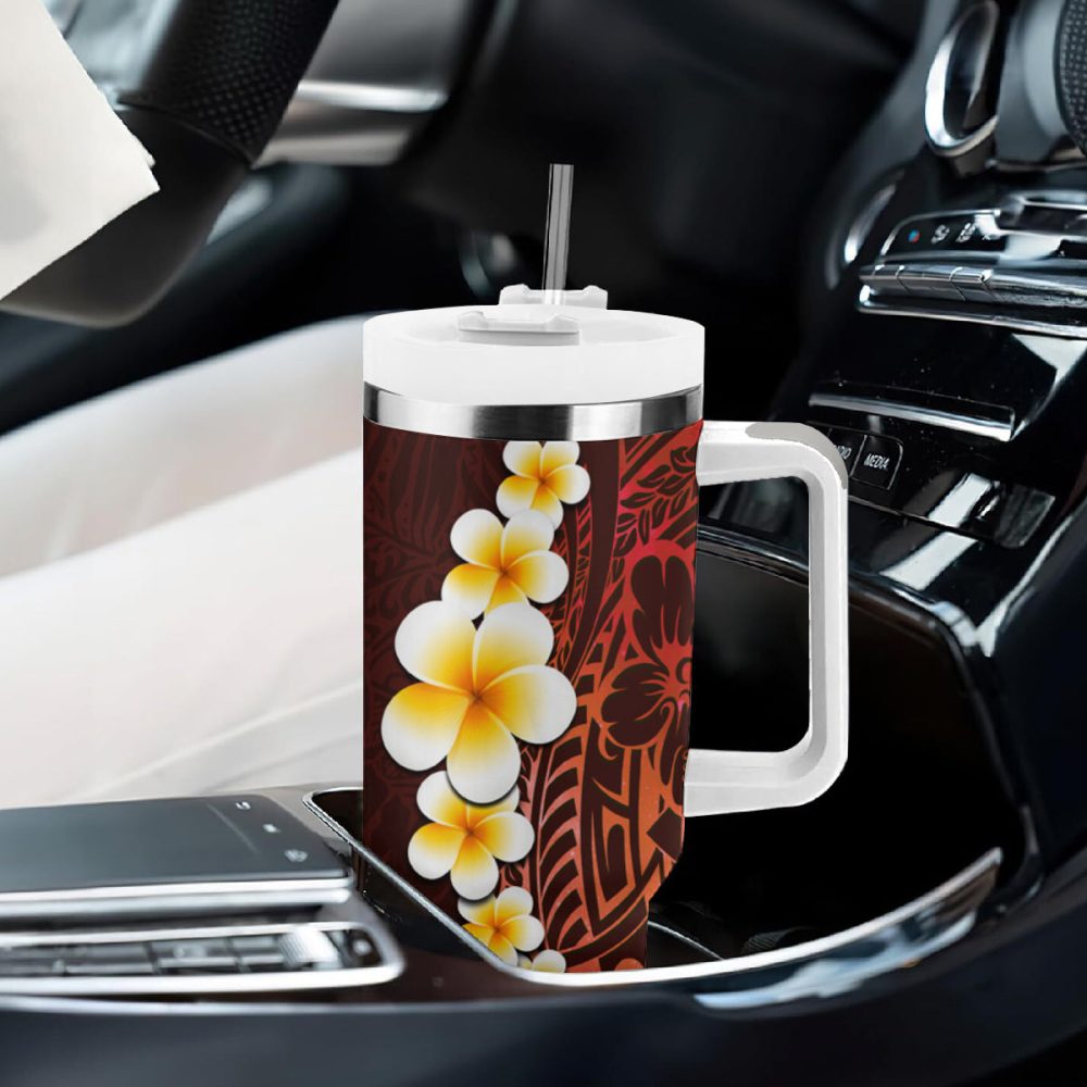 Tropical Plumeria Flowers Custom Stanley Quencher 40Oz Stainless Steel Tumbler - Image 9