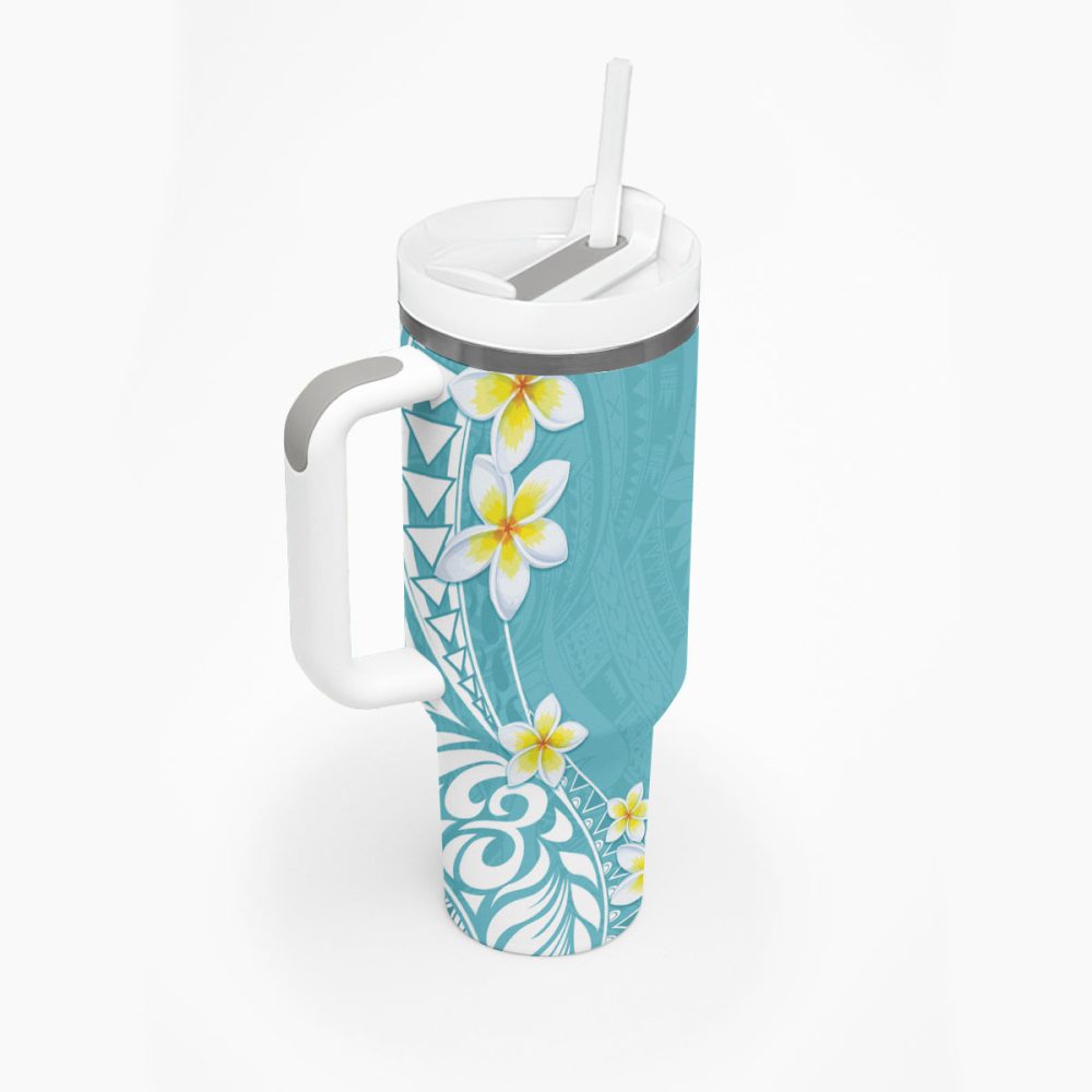 Tropical Plumeria Flowers Custom Stanley Quencher 40Oz Stainless Steel Tumbler - Image 3