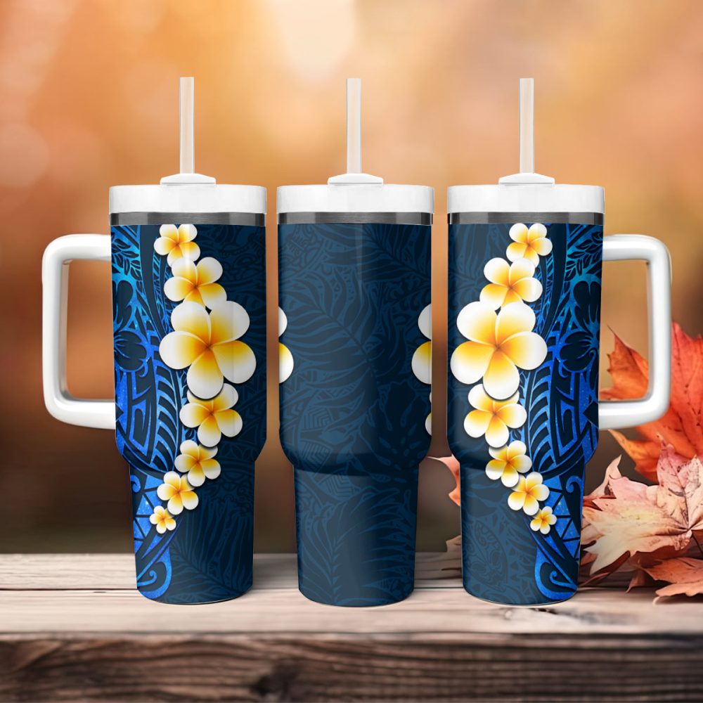 Tropical Plumeria Flowers Custom Stanley Quencher 40Oz Stainless Steel Tumbler - Image 5