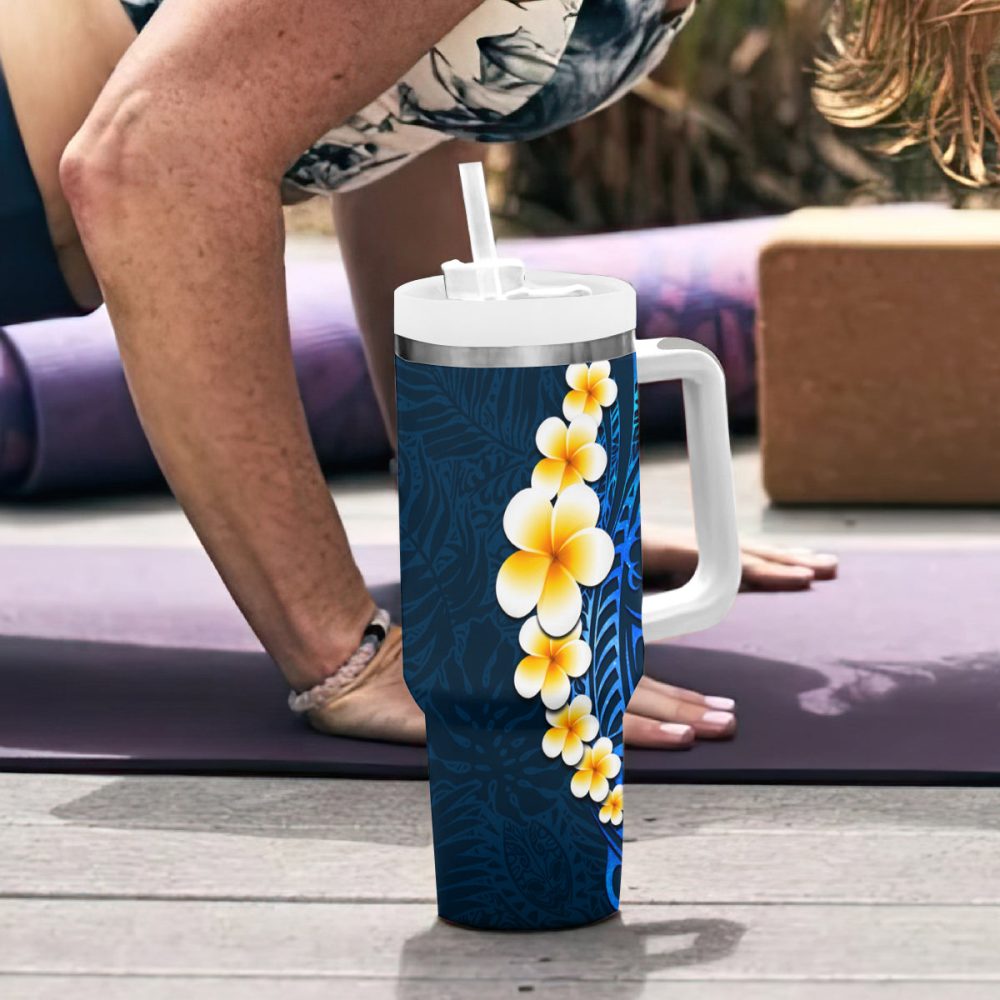 Tropical Plumeria Flowers Custom Stanley Quencher 40Oz Stainless Steel Tumbler - Image 7