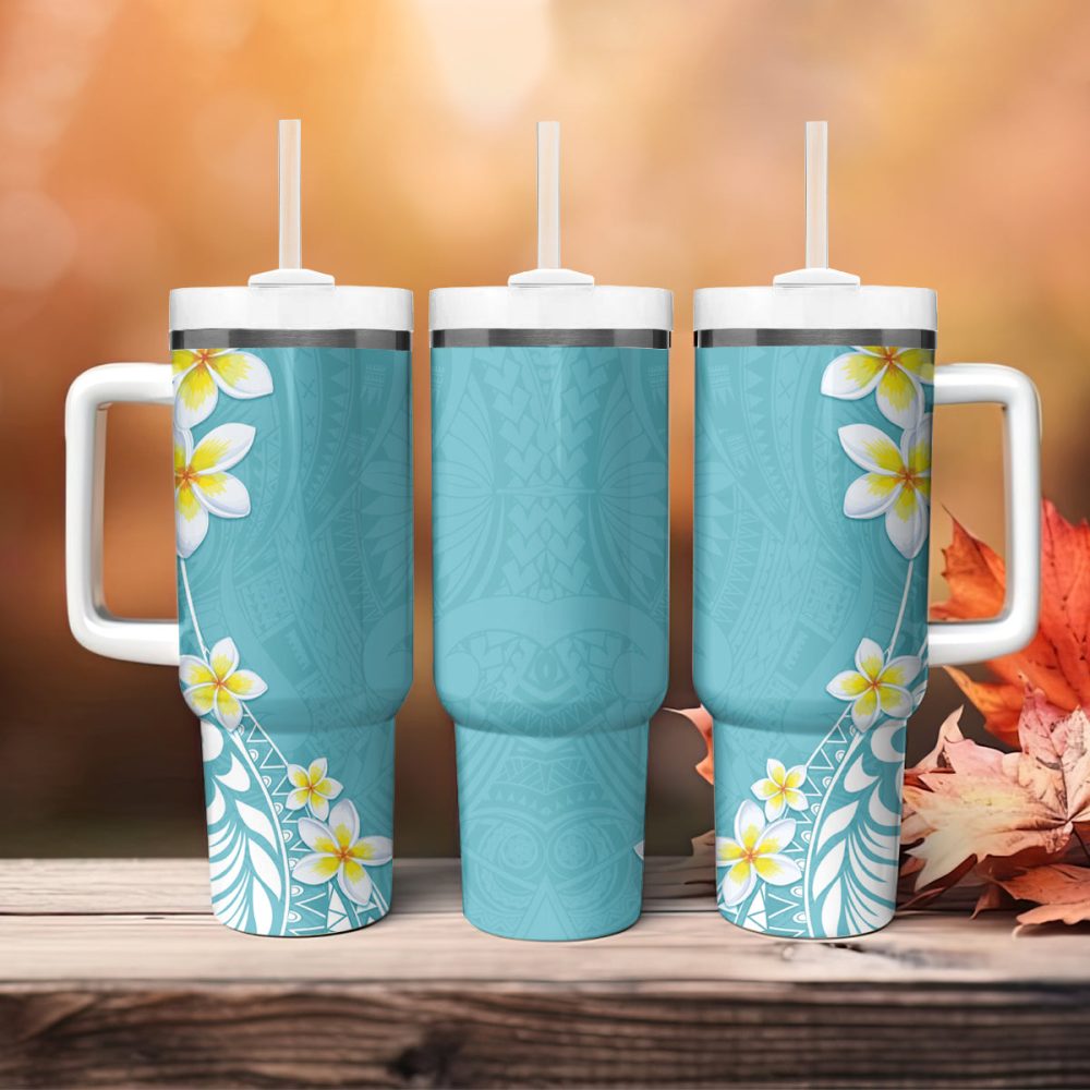 Tropical Plumeria Flowers Custom Stanley Quencher 40Oz Stainless Steel Tumbler - Image 5