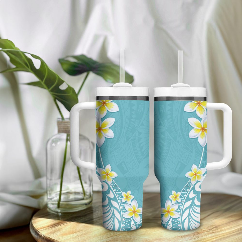 Tropical Plumeria Flowers Custom Stanley Quencher 40Oz Stainless Steel Tumbler - Image 10
