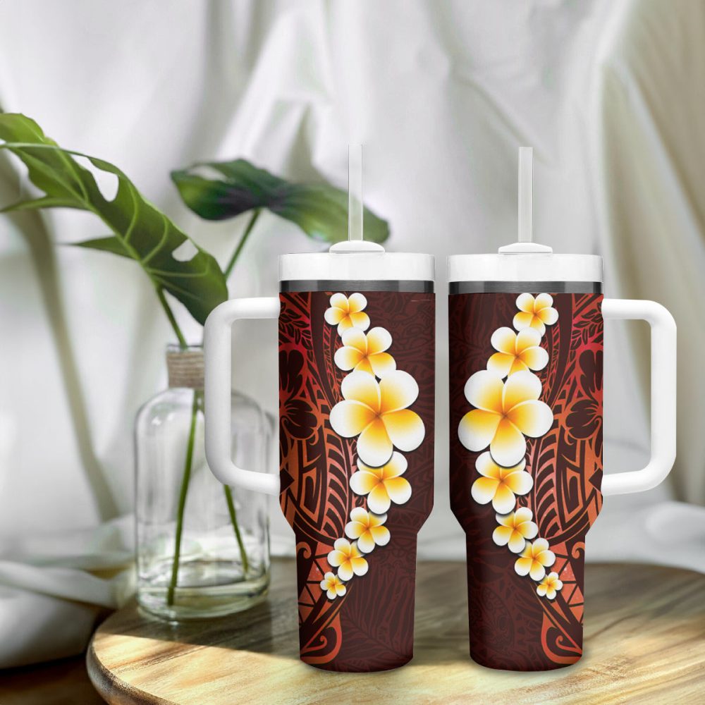 Tropical Plumeria Flowers Custom Stanley Quencher 40Oz Stainless Steel Tumbler - Image 10