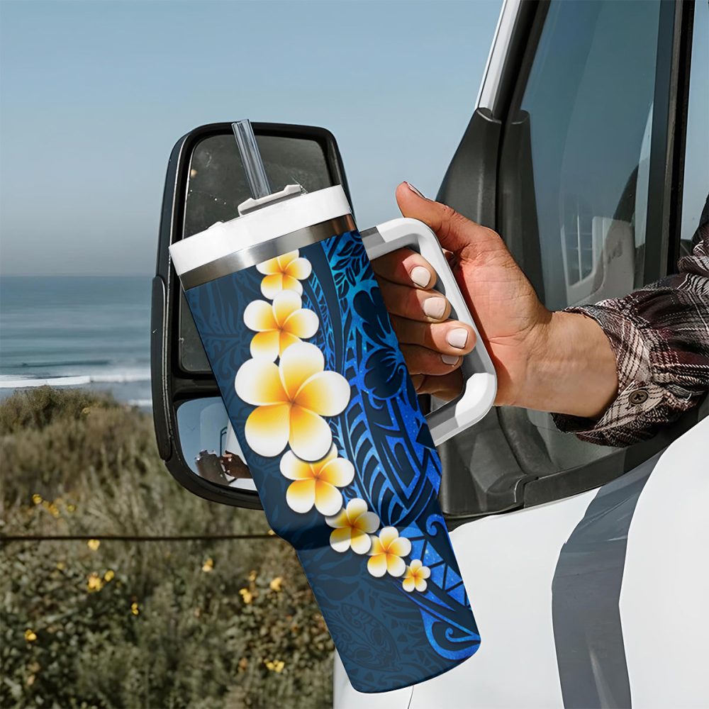 Tropical Plumeria Flowers Custom Stanley Quencher 40Oz Stainless Steel Tumbler - Image 8
