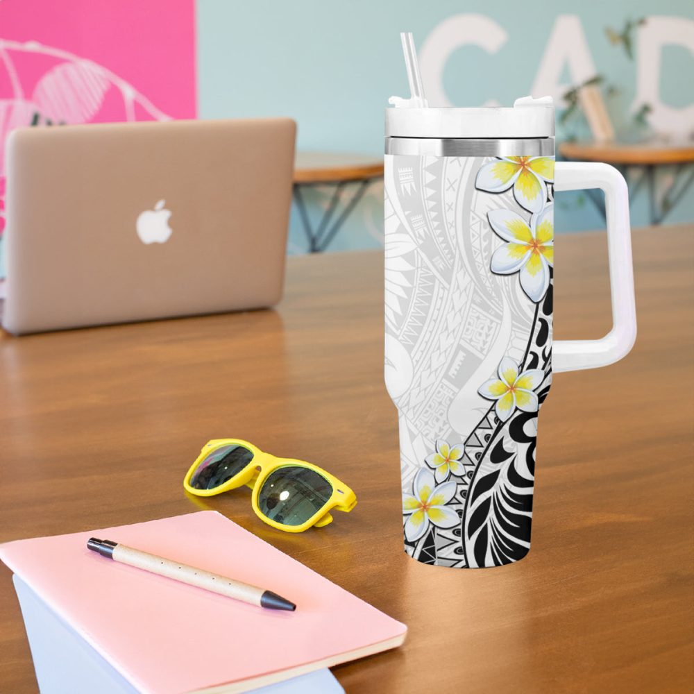Tropical Plumeria Flowers Custom Stanley Quencher 40Oz Stainless Steel Tumbler - Image 6