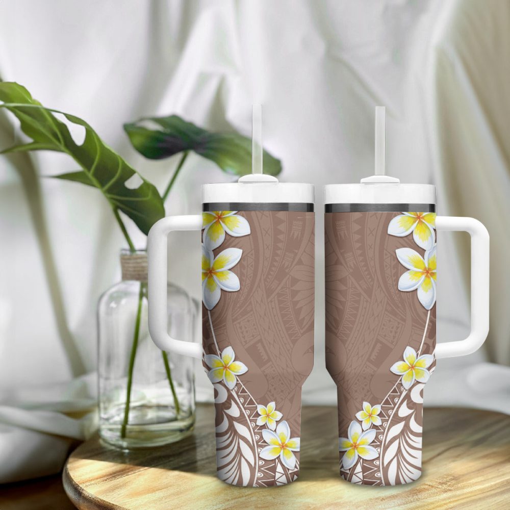 Tropical Plumeria Flowers Custom Stanley Quencher 40Oz Stainless Steel Tumbler - Image 10
