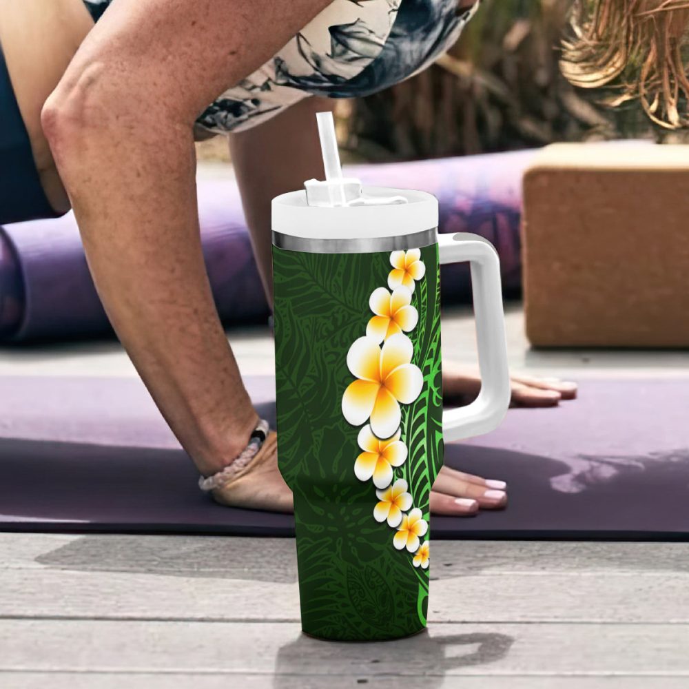 Tropical Plumeria Flowers Custom Stanley Quencher 40Oz Stainless Steel Tumbler - Image 7