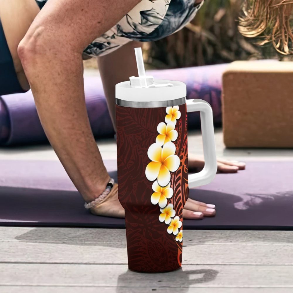 Tropical Plumeria Flowers Custom Stanley Quencher 40Oz Stainless Steel Tumbler - Image 7