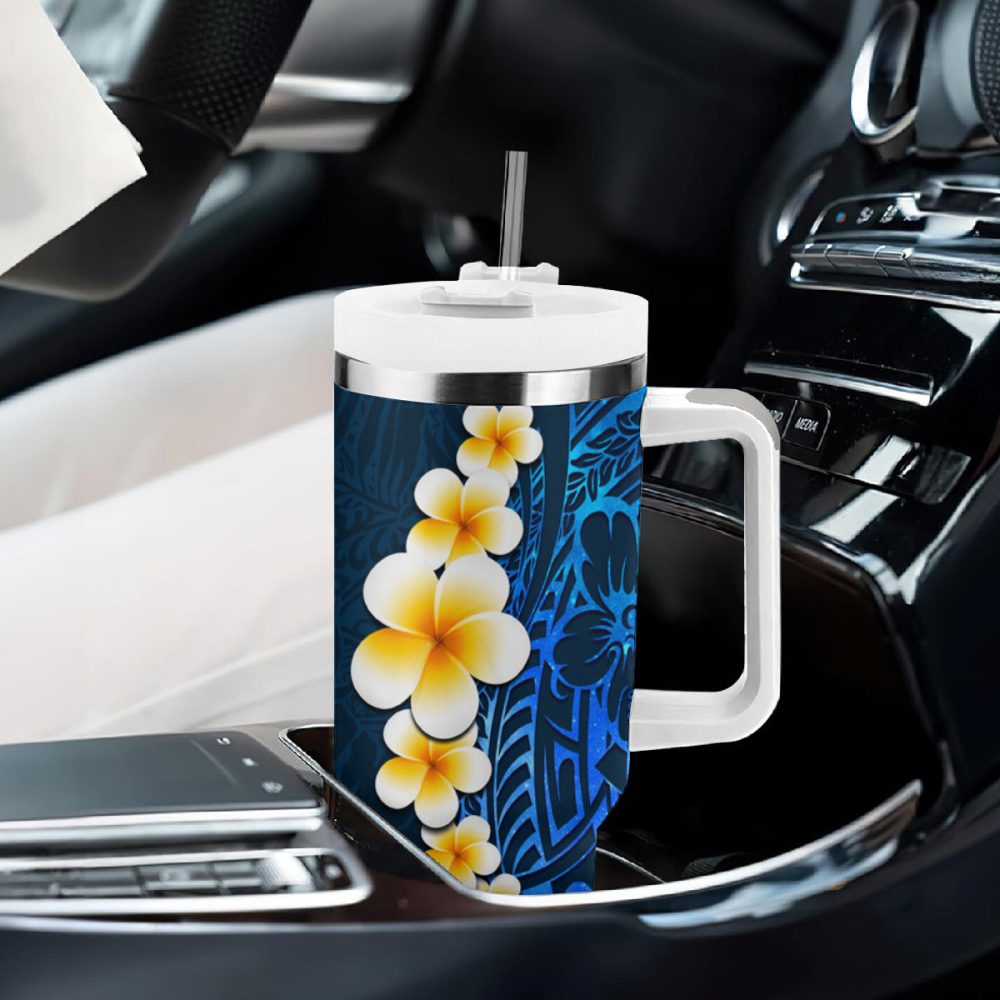 Tropical Plumeria Flowers Custom Stanley Quencher 40Oz Stainless Steel Tumbler - Image 9