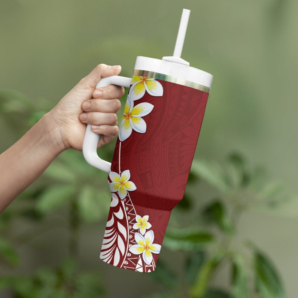 Tropical Plumeria Flowers Custom Stanley Quencher 40Oz Stainless Steel Tumbler - Image 4