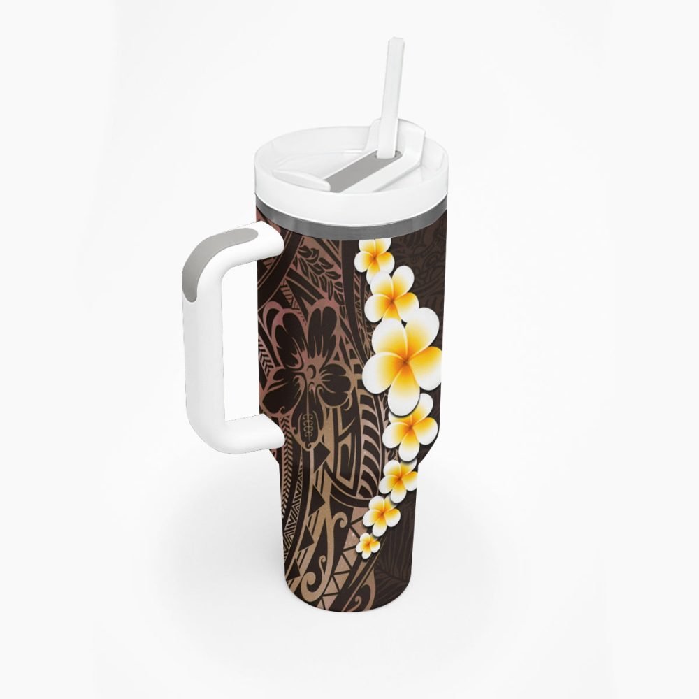 Tropical Plumeria Flowers Custom Stanley Quencher 40Oz Stainless Steel Tumbler - Image 3