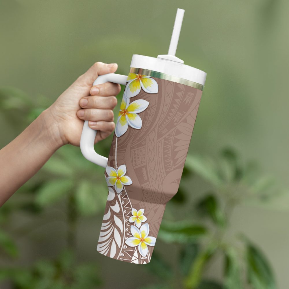 Tropical Plumeria Flowers Custom Stanley Quencher 40Oz Stainless Steel Tumbler - Image 4
