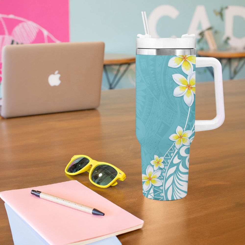 Tropical Plumeria Flowers Custom Stanley Quencher 40Oz Stainless Steel Tumbler - Image 6