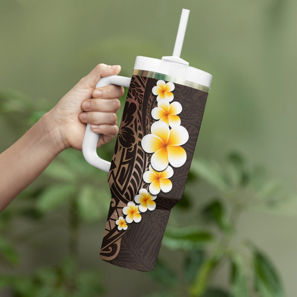 Tropical Plumeria Flowers Custom Stanley Quencher 40Oz Stainless Steel Tumbler - Image 4