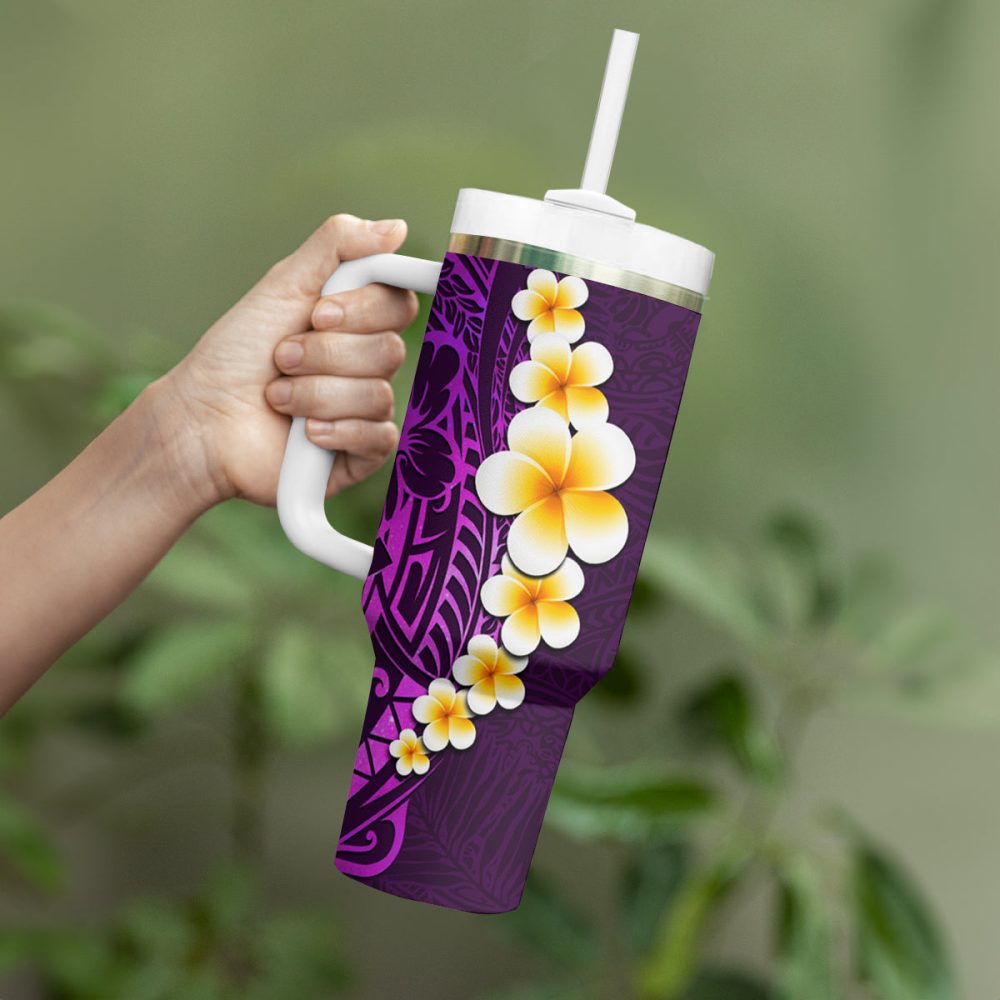 Tropical Plumeria Flowers Custom Stanley Quencher 40Oz Stainless Steel Tumbler - Image 4