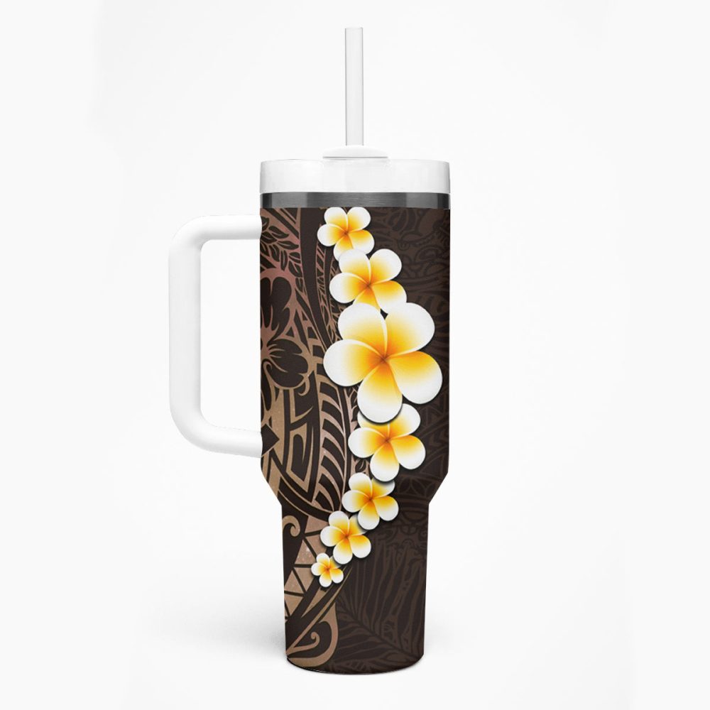 Tropical Plumeria Flowers Custom Stanley Quencher 40Oz Stainless Steel Tumbler - Image 2