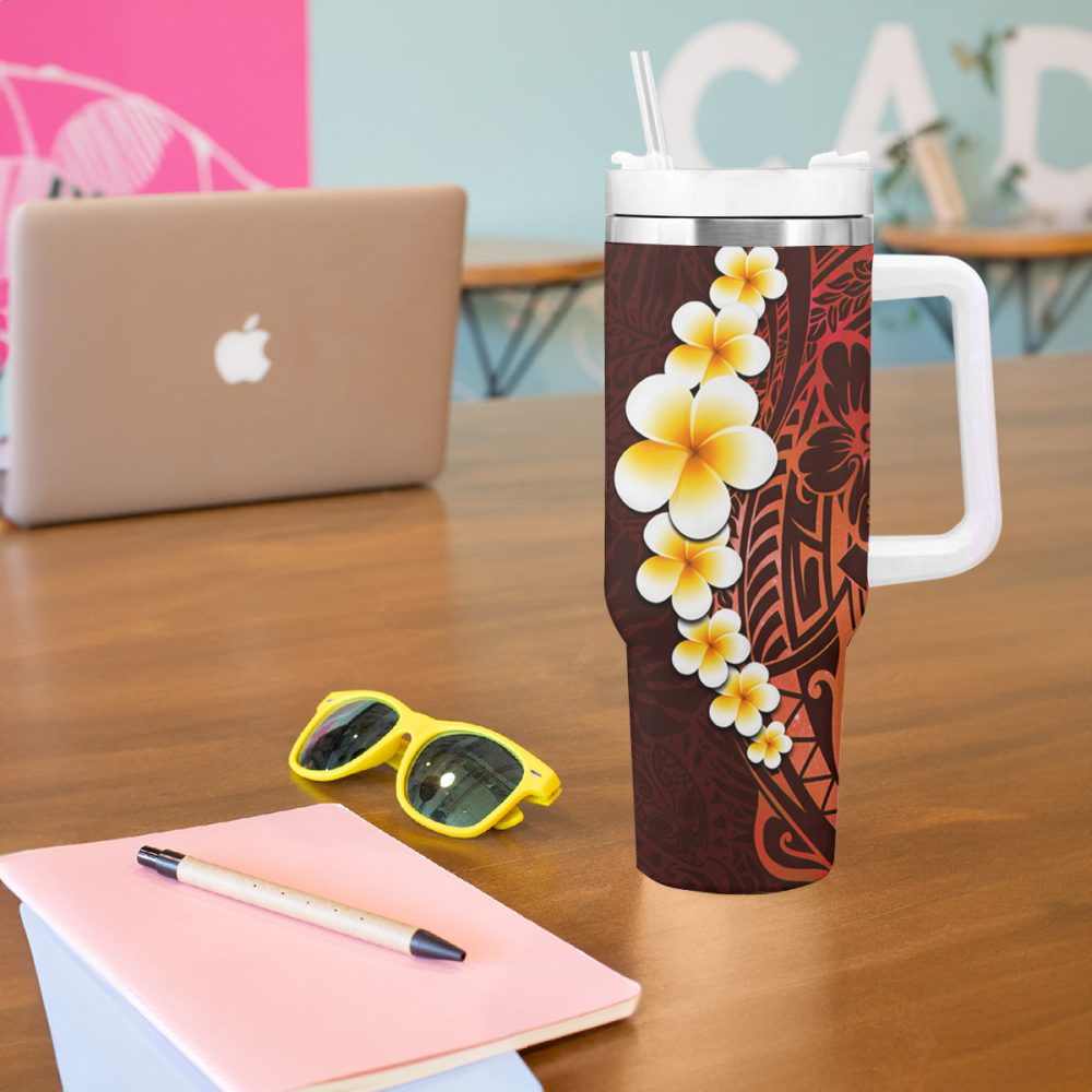 Tropical Plumeria Flowers Custom Stanley Quencher 40Oz Stainless Steel Tumbler - Image 6