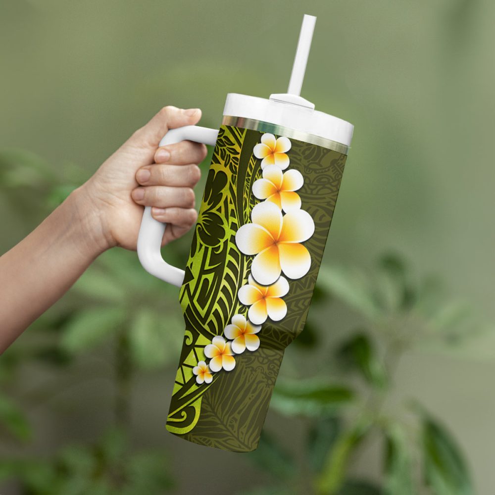 Tropical Plumeria Flowers Custom Stanley Quencher 40Oz Stainless Steel Tumbler - Image 4