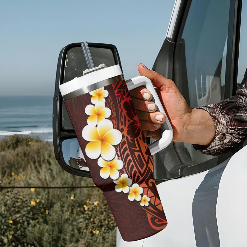Tropical Plumeria Flowers Custom Stanley Quencher 40Oz Stainless Steel Tumbler - Image 8