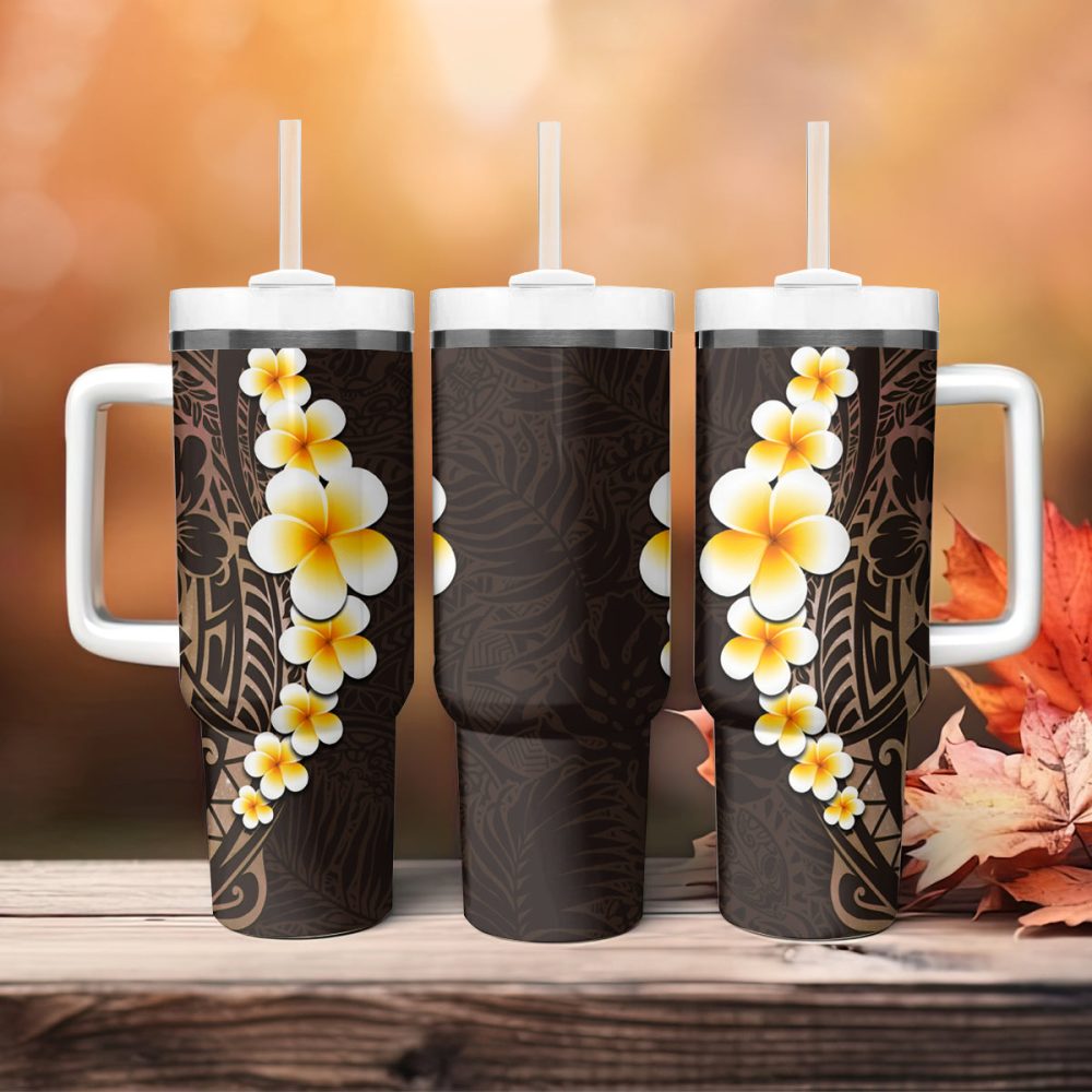 Tropical Plumeria Flowers Custom Stanley Quencher 40Oz Stainless Steel Tumbler - Image 5