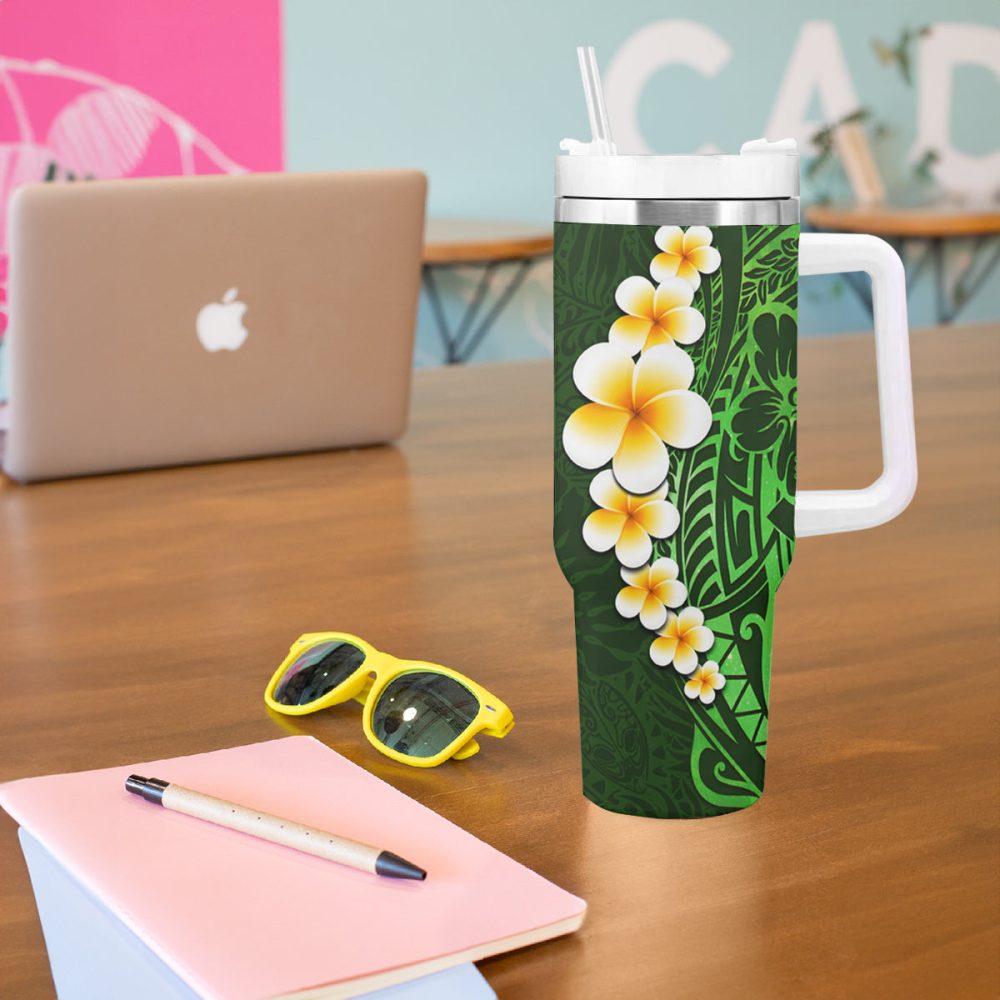 Tropical Plumeria Flowers Custom Stanley Quencher 40Oz Stainless Steel Tumbler - Image 6