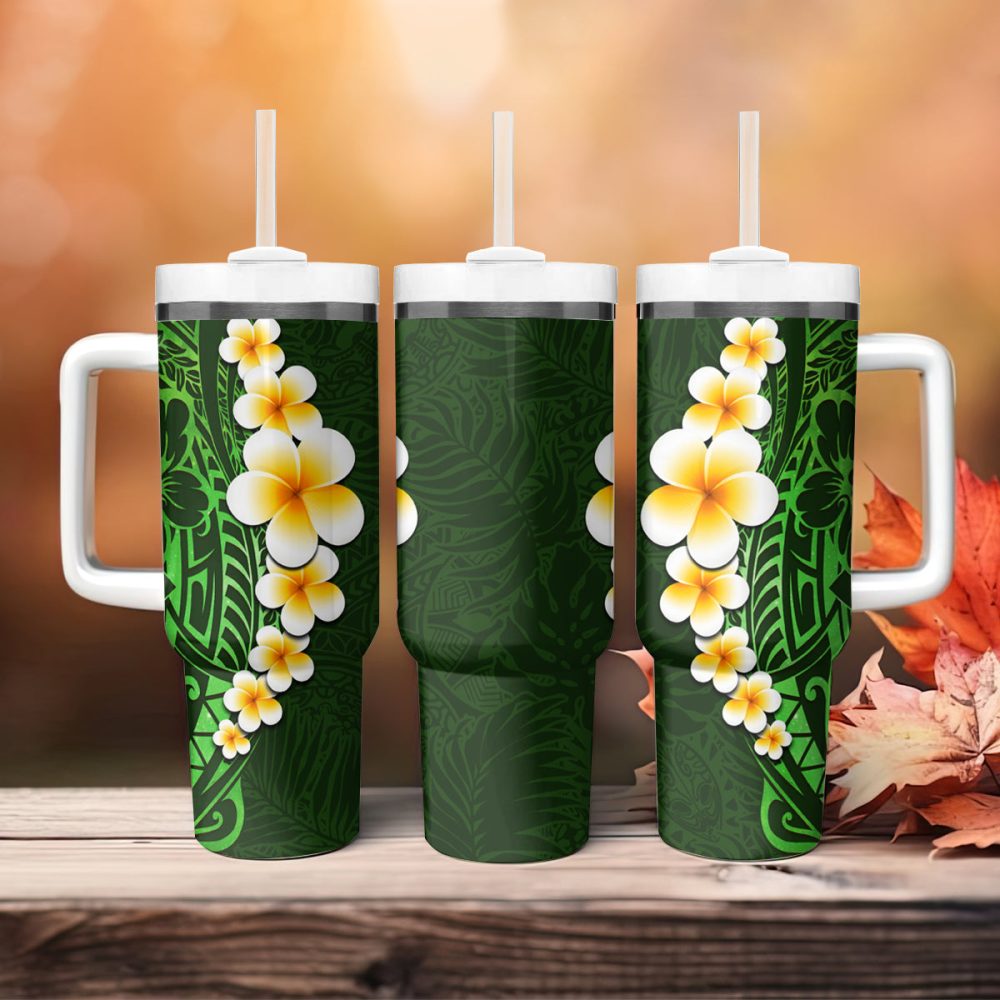 Tropical Plumeria Flowers Custom Stanley Quencher 40Oz Stainless Steel Tumbler - Image 5