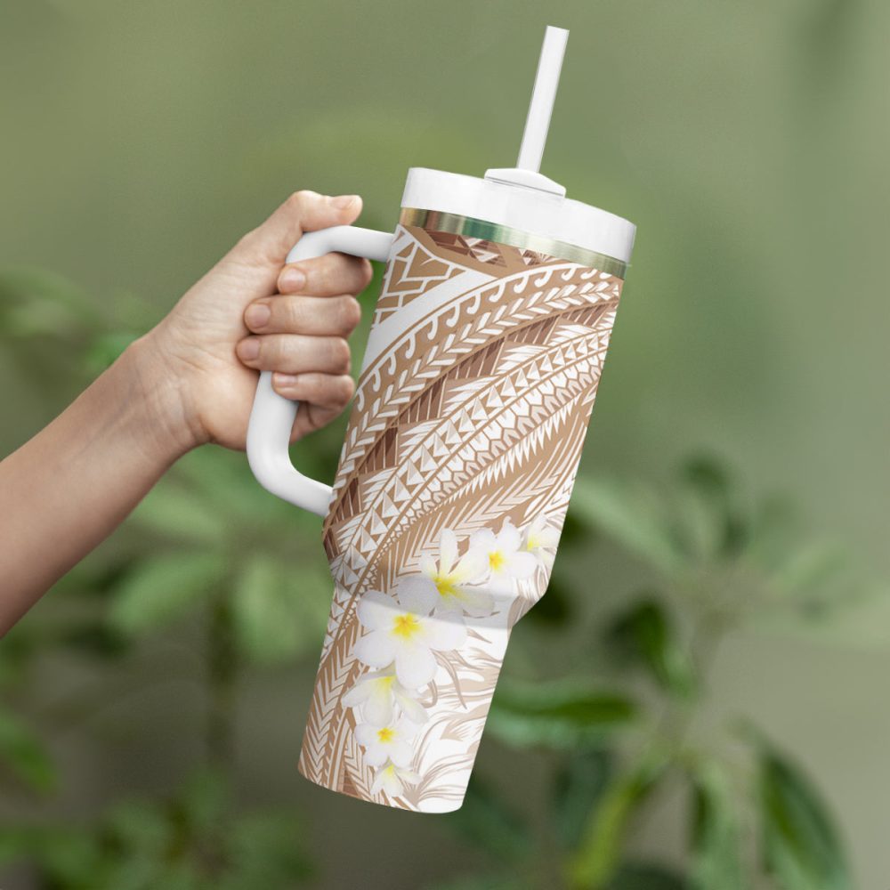 Tropical Plumeria Flowers Custom Stanley Quencher 40Oz Stainless Steel Tumbler - Image 4
