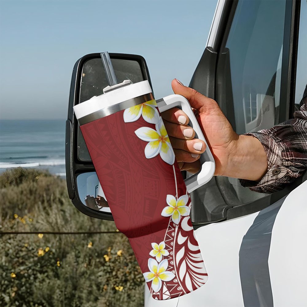 Tropical Plumeria Flowers Custom Stanley Quencher 40Oz Stainless Steel Tumbler - Image 8