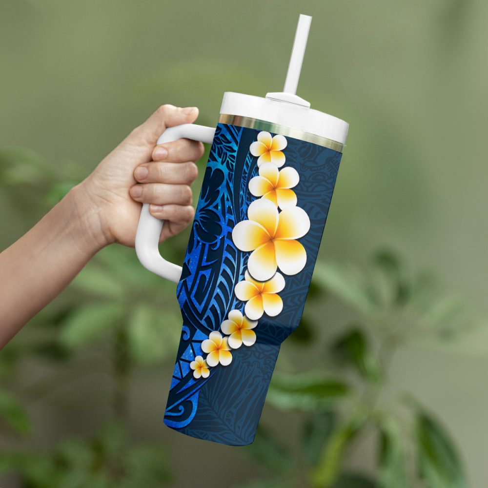 Tropical Plumeria Flowers Custom Stanley Quencher 40Oz Stainless Steel Tumbler - Image 4
