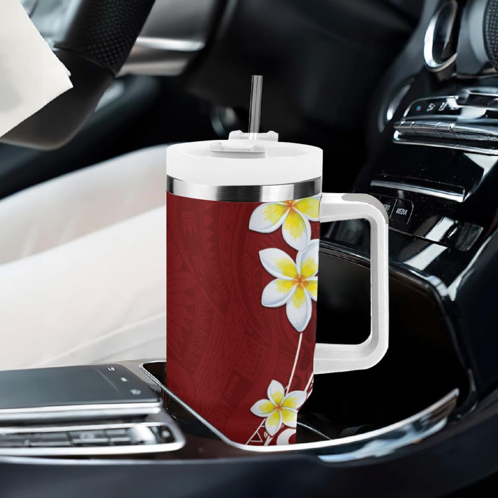 Tropical Plumeria Flowers Custom Stanley Quencher 40Oz Stainless Steel Tumbler - Image 9
