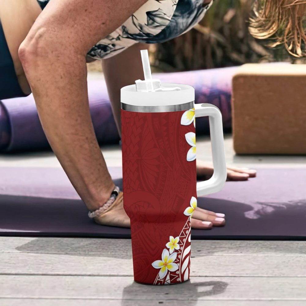 Tropical Plumeria Flowers Custom Stanley Quencher 40Oz Stainless Steel Tumbler - Image 7