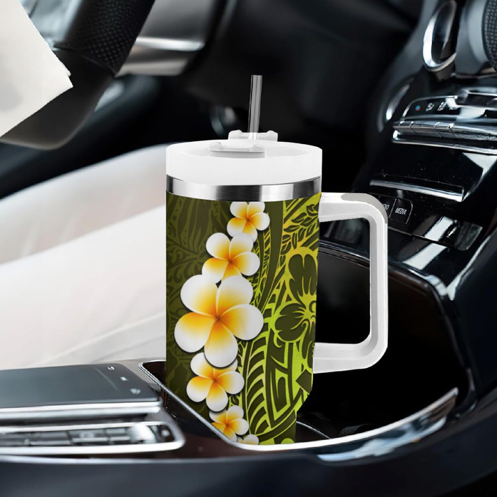 Tropical Plumeria Flowers Custom Stanley Quencher 40Oz Stainless Steel Tumbler - Image 9