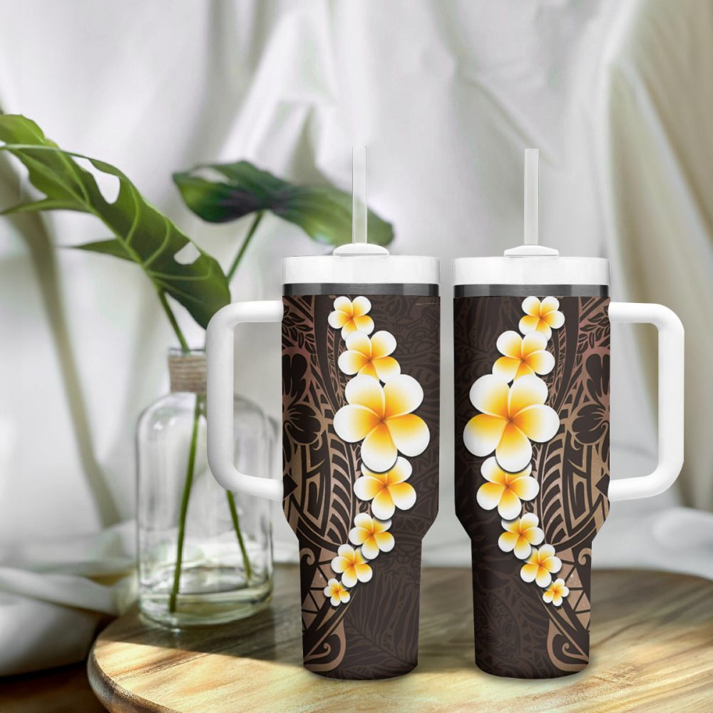 Tropical Plumeria Flowers Custom Stanley Quencher 40Oz Stainless Steel Tumbler - Image 10