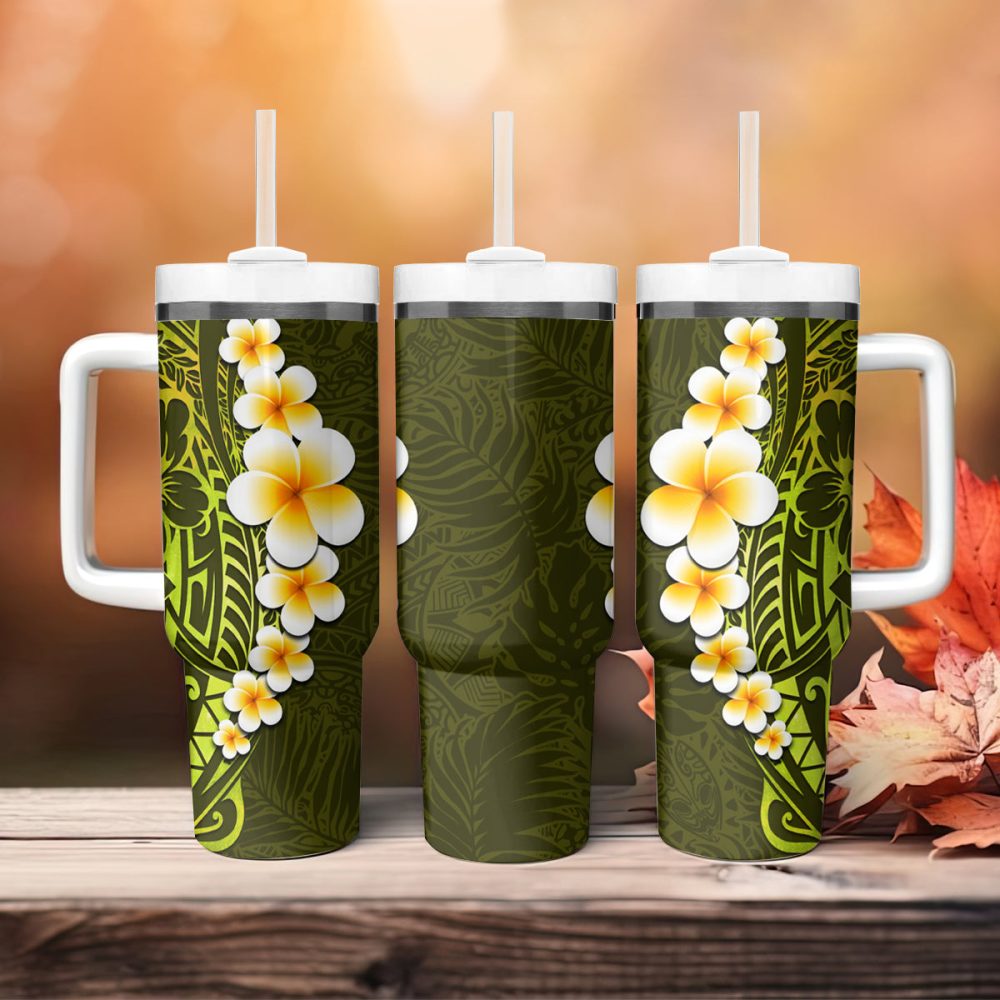 Tropical Plumeria Flowers Custom Stanley Quencher 40Oz Stainless Steel Tumbler - Image 5