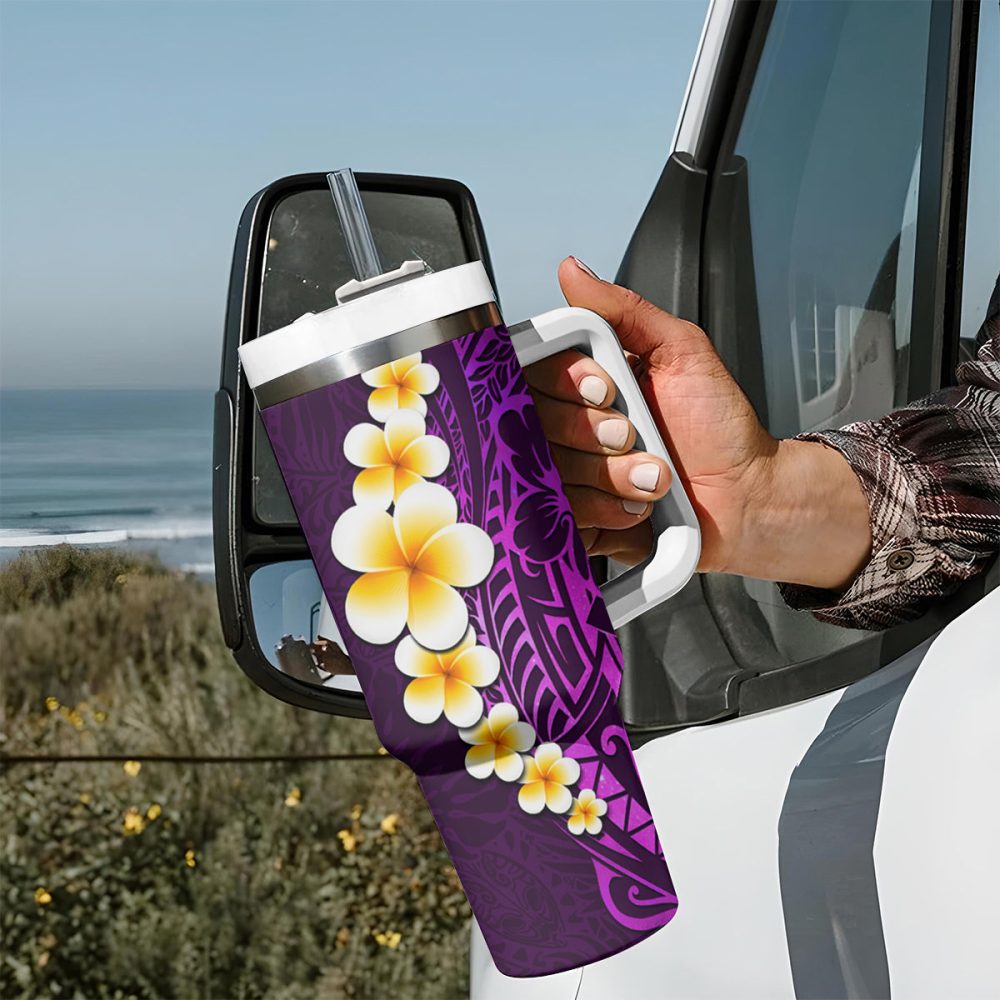 Tropical Plumeria Flowers Custom Stanley Quencher 40Oz Stainless Steel Tumbler - Image 8