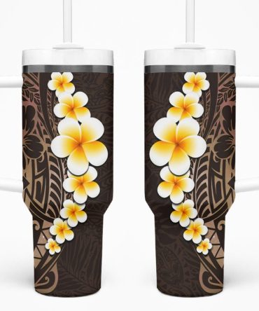 Tropical Plumeria Flowers Custom Stanley Quencher 40Oz Stainless Steel Tumbler