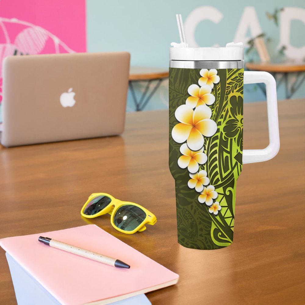 Tropical Plumeria Flowers Custom Stanley Quencher 40Oz Stainless Steel Tumbler - Image 6