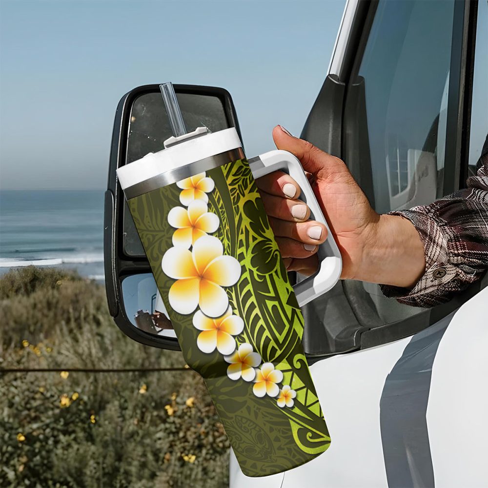 Tropical Plumeria Flowers Custom Stanley Quencher 40Oz Stainless Steel Tumbler - Image 8